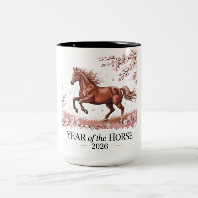 Caneca De Café Em Dois Tons Ano do Cavalo 2026 (Centro)