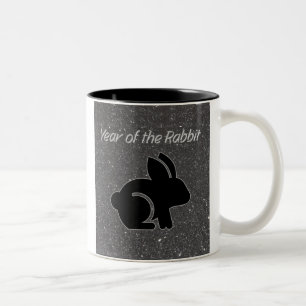 Caneca De Café Em Dois Tons Ano do Design do Rabbit Black Glitter
