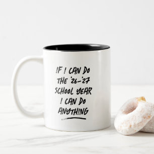 Caneca De Café Em Dois Tons Ano letivo engraçado motivacional preto e branco p