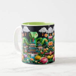 Caneca De Café Em Dois Tons Ano Novo Chinês Cobra 2025 Origami 2TM8