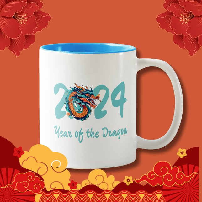 Caneca De Café Em Dois Tons Ano Novo Chinês do Dragão Chinês - Presente Zodíac (Criador carregado)