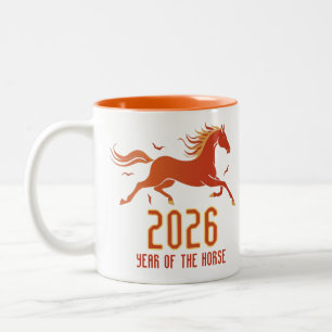 Caneca De Café Em Dois Tons Ano Novo do Cavalo de Fogo Chinês 2026