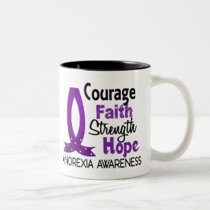 Caneca De Café Em Dois Tons Anorexia da esperança da força da fé da coragem