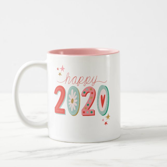 Caneca De Café Em Dois Tons Anos novos Felizes 2020 Mug (Esquerda)