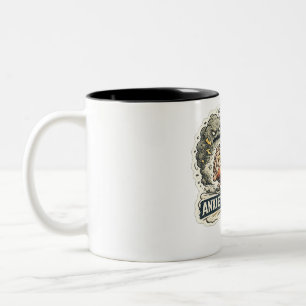 Caneca De Café Em Dois Tons Ansiedade vs Realidade Camiseta engraçada de saúde