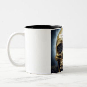 Caneca De Café Em Dois Tons Antes do Café Spooky Skull