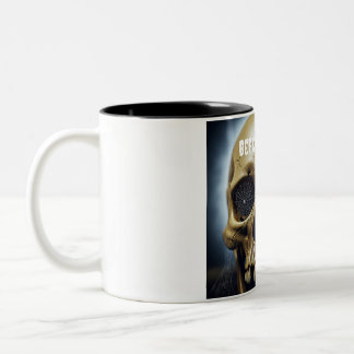 Caneca De Café Em Dois Tons Antes do Café Spooky Skull