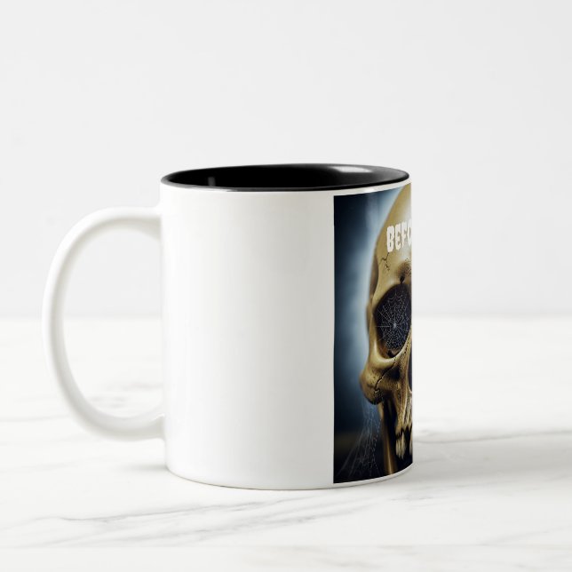 Caneca De Café Em Dois Tons Antes do Café Spooky Skull (Esquerda)