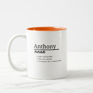 Caneca De Café Em Dois Tons Anthony, Menino Definição de Nome Personalizado