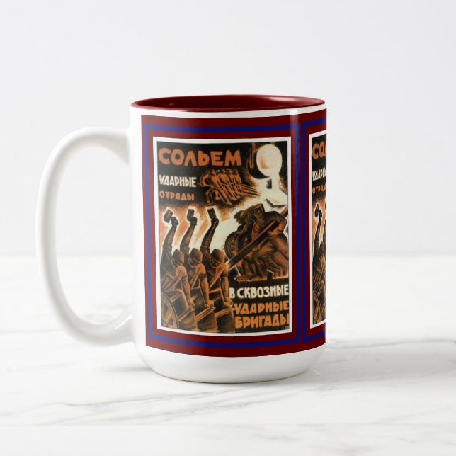 Caneca De Café Em Dois Tons Antiga Poster Soviética Clássica 1939 (Esquerda)