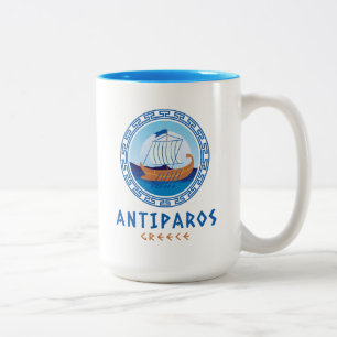 Caneca De Café Em Dois Tons Antiparos, Design de navio grego Grécia