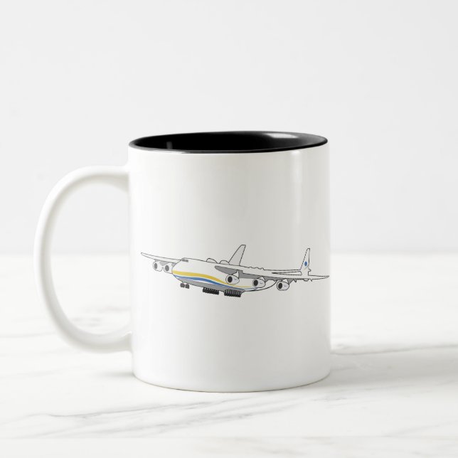 Caneca De Café Em Dois Tons Antonov 225 Mryia Ukraine Jumbo Jet Cargo Airplane (Esquerda)