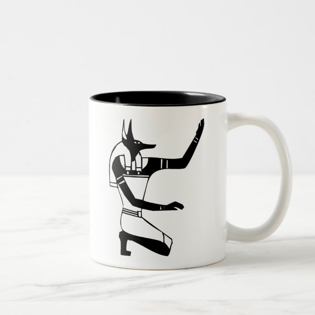 Caneca De Café Em Dois Tons Anubis, hieroglyph egípcio (Direita)