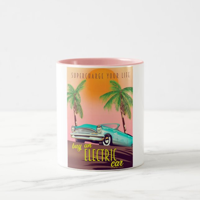 Caneca De Café Em Dois Tons Anúncio Antigo de Carro Elétrico (Centro)