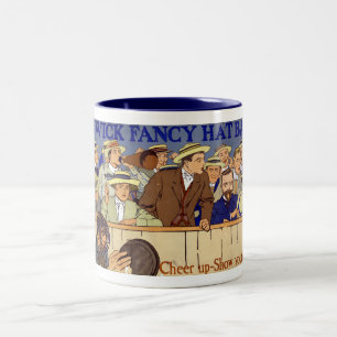 Caneca De Café Em Dois Tons Anúncio Antigo Faixas para Chapéu Chique Wick