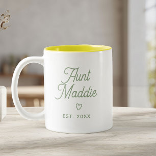 Caneca De Café Em Dois Tons Anúncio de Bebê Moderno Fofo Tia Gravidez