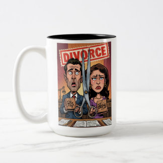 Caneca De Café Em Dois Tons Anúncio de Divórcio em Caneca