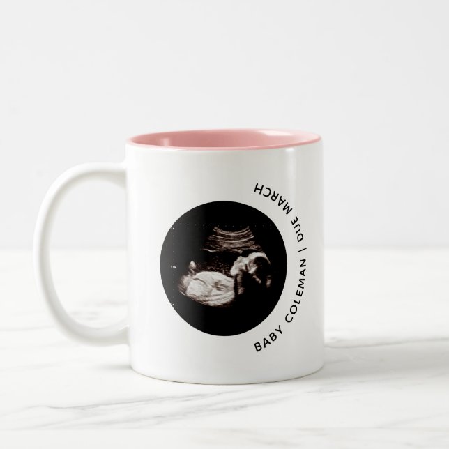 Caneca De Café Em Dois Tons Anúncio de gravidez Sonograma do Baby Boy (Esquerda)