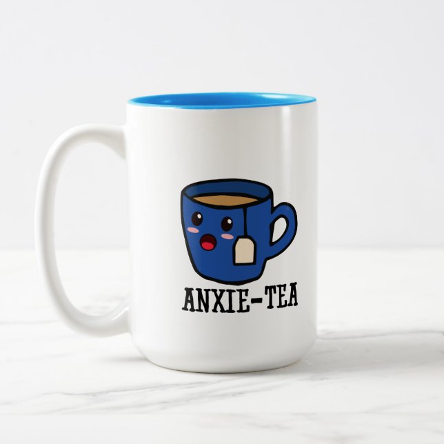 Caneca De Café Em Dois Tons Anxie-Tea, Ansiedade Mental (Esquerda)