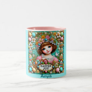 Caneca De Café Em Dois Tons ANYA ~ VINTAGE GIRL~ Muito doce