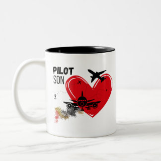 Caneca De Café Em Dois Tons "Ao Meu Filho - Voe Alto, Sonhe Grande Piloto Mug"