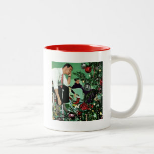 Caneca De Café Em Dois Tons Aparando a árvore