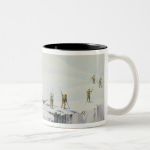 Caneca De Café Em Dois Tons Aparência freqüente do gelo com as pontes de Sno