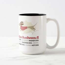 Caneca De Café Em Dois Tons Apelidos do Dachshund