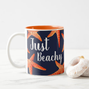 Caneca De Café Em Dois Tons Apenas Beachy Orange Starfish e Marinho azul