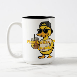 Caneca De Café Em Dois Tons Apenas Continue Quackando Pato Fofo com Café