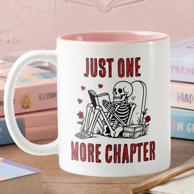 Caneca De Café Em Dois Tons Apenas Mais Um Capítulo Esqueleto de Leitura Diver (Criador carregado)
