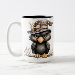 Caneca De Café Em Dois Tons Apenas por aqui, Corvo misterioso e travesso.