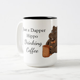 Caneca De Café Em Dois Tons Apenas um Hipopótamo Elegante Bebendo Café - Canec