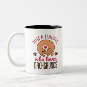 Caneca De Café Em Dois Tons Apenas um professor que ama Dachshances Doxie Love