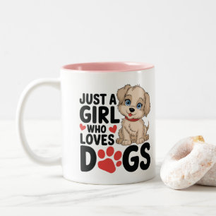 Caneca De Café Em Dois Tons apenas uma garota que ama cachorros design engraça