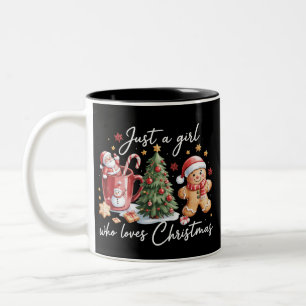 Caneca De Café Em Dois Tons Apenas Uma Garota que Ama Laço Coquete de Natal