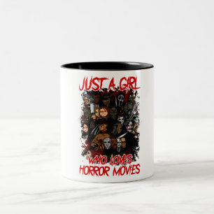 Caneca De Café Em Dois Tons Apenas Uma Menina Que Ama Filmes De Horror