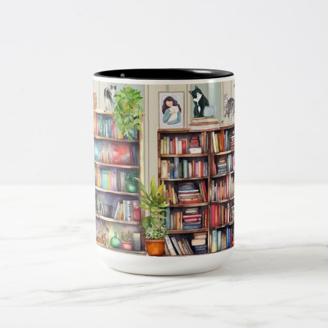 Caneca De Café Em Dois Tons Apenas Uma Menina Que Ama Gatos E Livros (Centro)