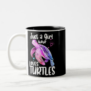 Caneca De Café Em Dois Tons Apenas Uma Menina Que Ama Tartarugas Bonitas Menin