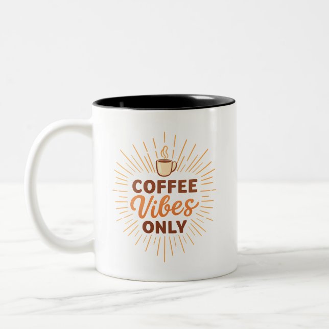 Caneca De Café Em Dois Tons Apenas Vibrações de Café – Design de Café Boho (Esquerda)