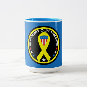Caneca De Café Em Dois Tons Apoiando Nossas Tropas Patrióticas