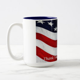 Caneca De Café Em Dois Tons Apoie nossa bandeira americana de tropas personali