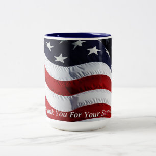 Caneca De Café Em Dois Tons Apoie nossa bandeira americana de tropas personali