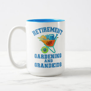 Caneca De Café Em Dois Tons Aposentação de Netos e jardinagem