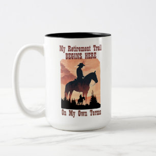 Caneca De Café Em Dois Tons Aposentadoria Externa Ativa do Cowboy Ocidental
