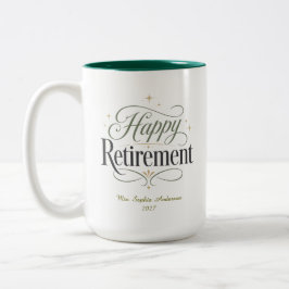 Caneca De Café Em Dois Tons Aposentadoria Feliz Nome Personalizado