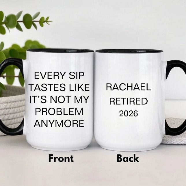 Caneca De Café Em Dois Tons Aposentadoria Personalizada e Divertida (Criador carregado)