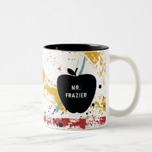 Caneca De Café Em Dois Tons Apple Abstrato de Professora de Arte Primária Bru