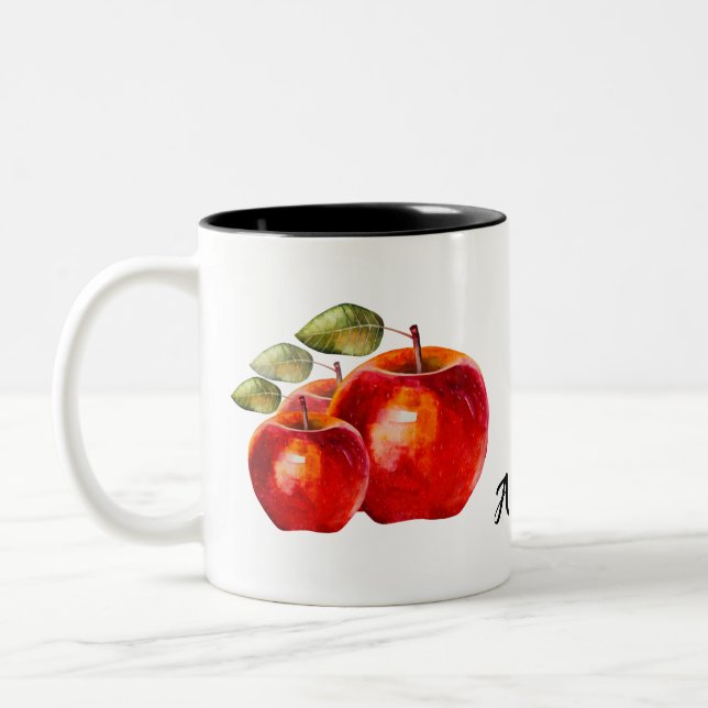 Caneca De Café Em Dois Tons Apple Vermelha Personalizada (Esquerda)