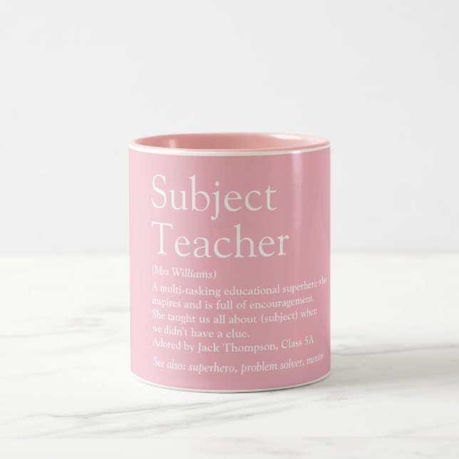Caneca De Café Em Dois Tons Apreciação de Professores Definição Rosa Moderna (Centro)
